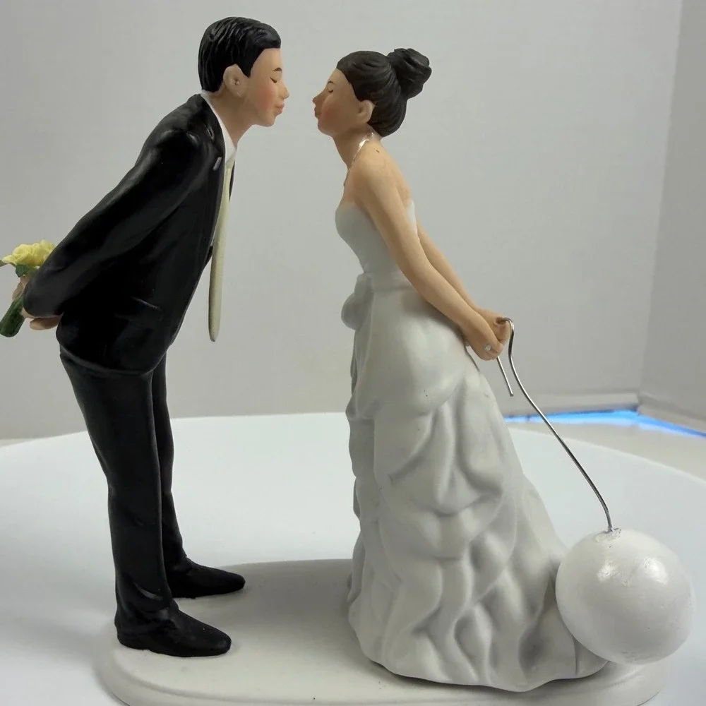 Weddingstar Ball and Chain Funny Wedding Cake Topper Porcelain Figurine Rare